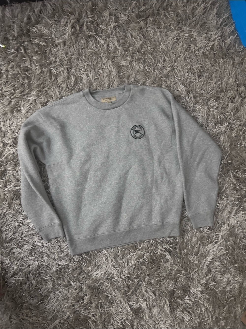 Authentic Burberry Grey Crewneck Sweater with Chest Emblem